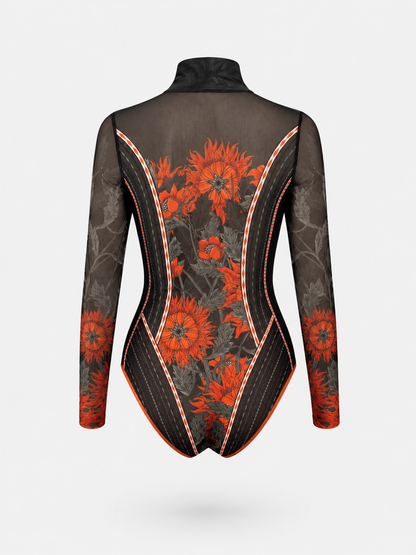 The Sun Orange One-Piece Swimsuit with Zipper