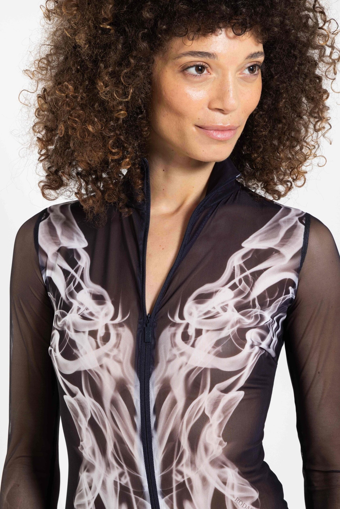 Grey Flame One-Piece Swimsuit with Zipper
