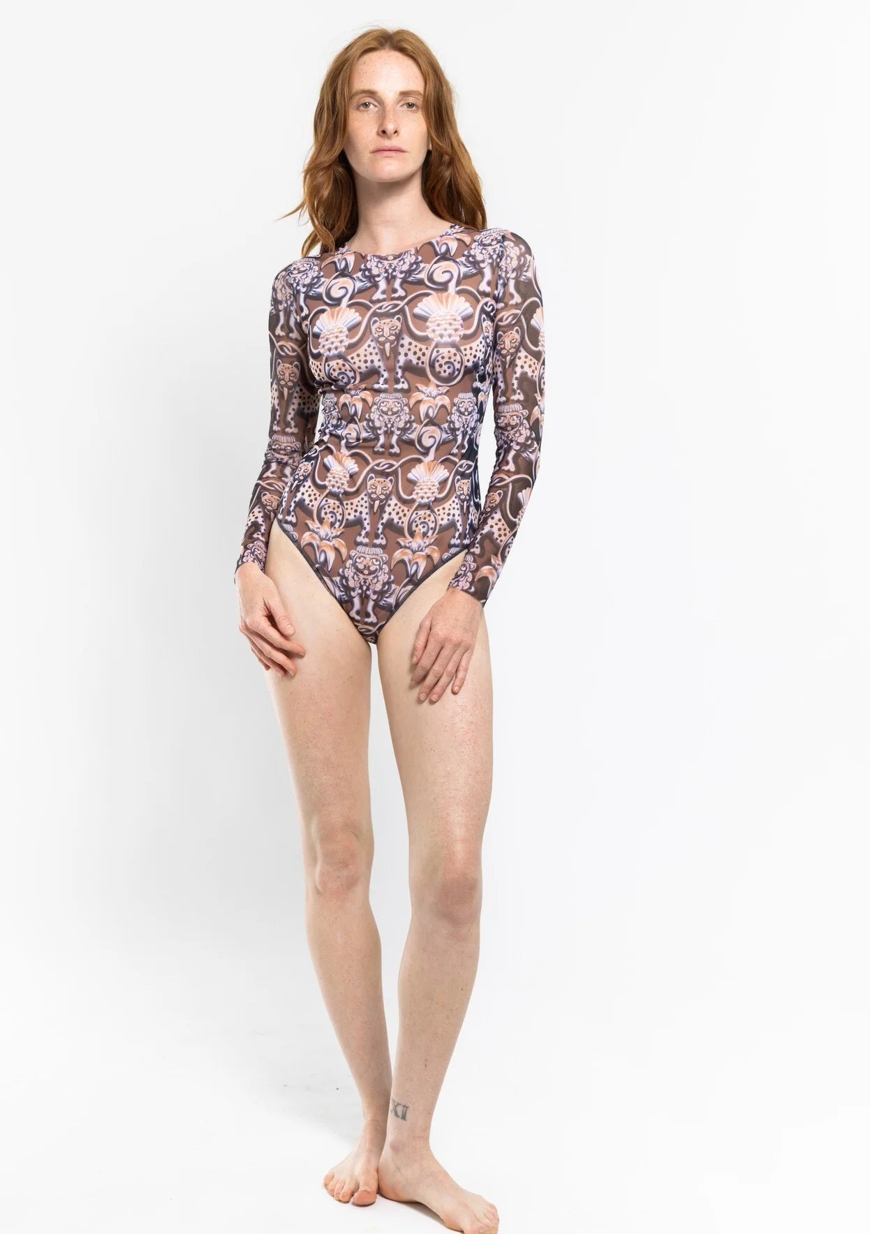 Medieval Brown One-Piece Swimsuit