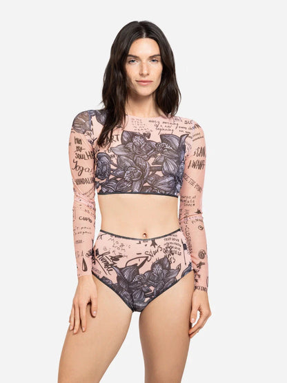 Nude Body-Art Top with Sleeves