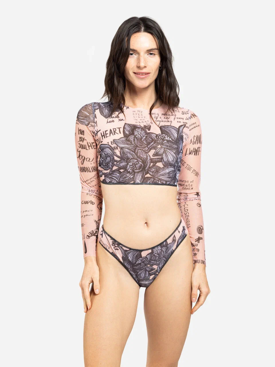 Nude Body-Art Top with Sleeves