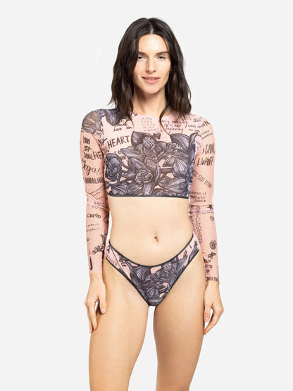 Nude Body-Art Top with Sleeves