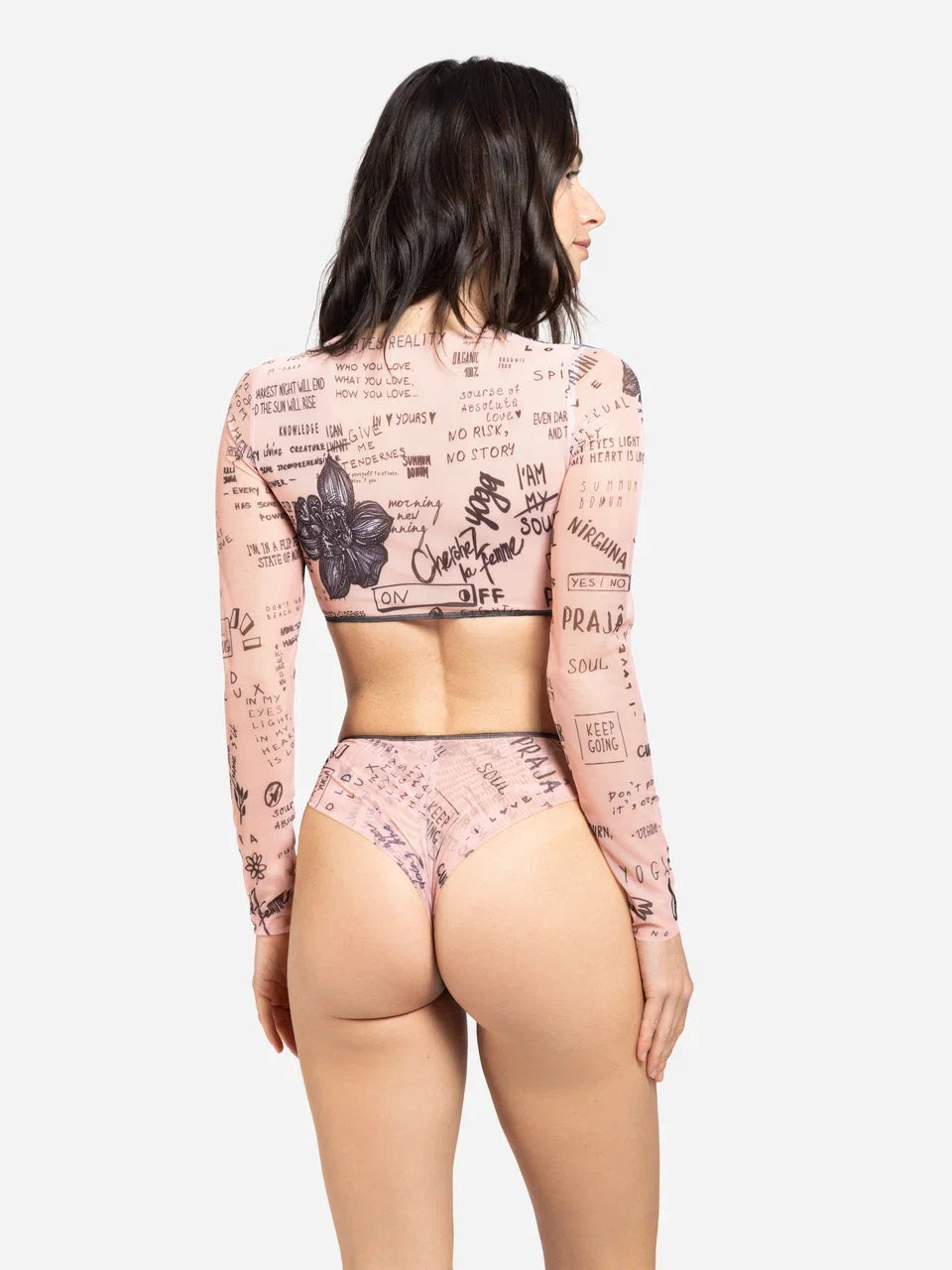 Nude Body-Art Top with Sleeves