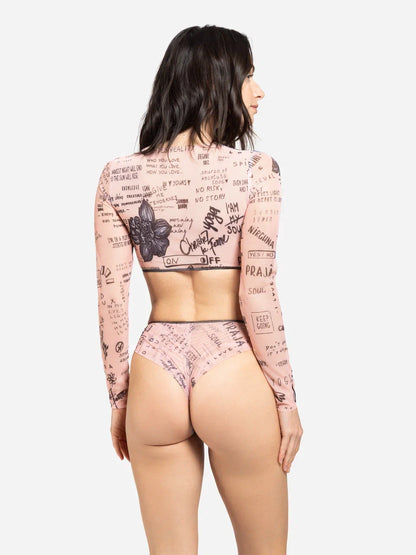Nude Body-Art Top with Sleeves