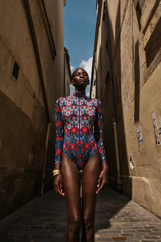 Medieval RoseOne-Piece Swimsuit with Zipper
