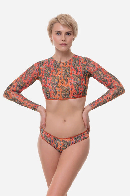 Crocodile Orange Top with Sleeves