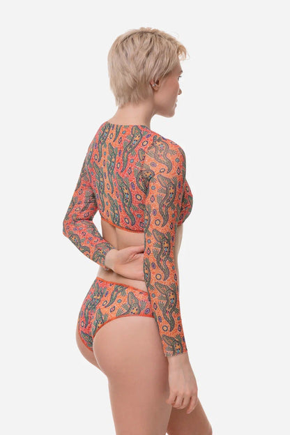 Crocodile Orange Top with Sleeves