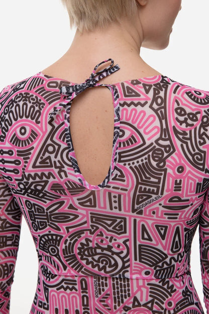 Doodling Fucsia One-Piece Swimsuit