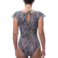 Fake Zebra One-Piece Swimsuit with Cap Sleeves