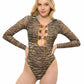 Khaki One-Piece Swimsuit with Lace