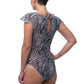 Fake Zebra One-Piece Swimsuit with Cap Sleeves