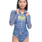 Waves One-Piece Swimsuit with Zipper