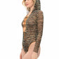 Khaki One-Piece Swimsuit with Lace