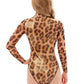 Leopard Diamond One-Piece Swimsuit with Zipper