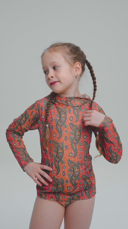 Crocodile Orange Kids T-Shirt with Hood