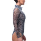 Fake Zebra One-Piece Swimsuit with Zipper
