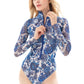 Pomegranate Blue One-Piece Swimsuit with Zipper