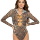 Khaki One-Piece Swimsuit with Lace